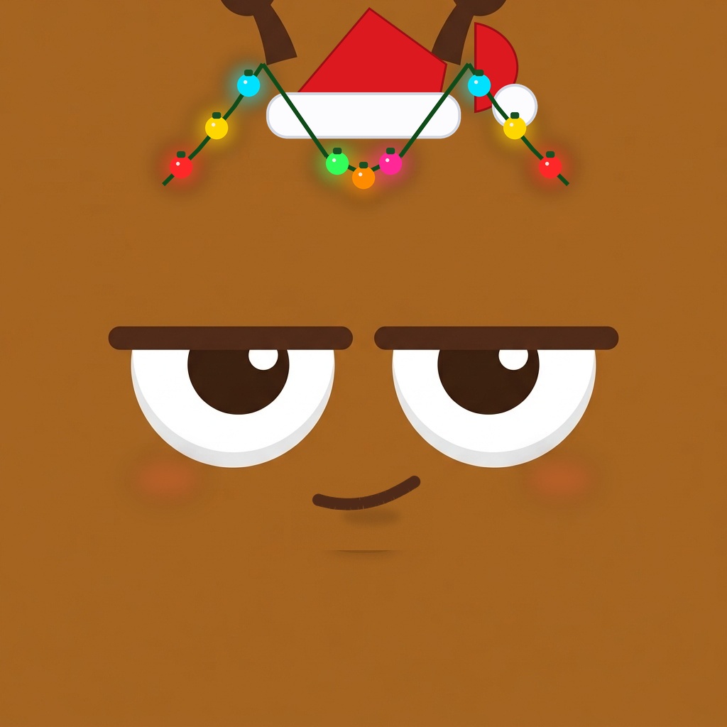 Sr. Barato com gorro de Natal e pisca-pisca